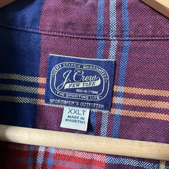 J. Crew Button Up Shirt Mens XXLT Red Plaid Lumberjack Preppy Cotton Sportsmen - Picture 2 of 7